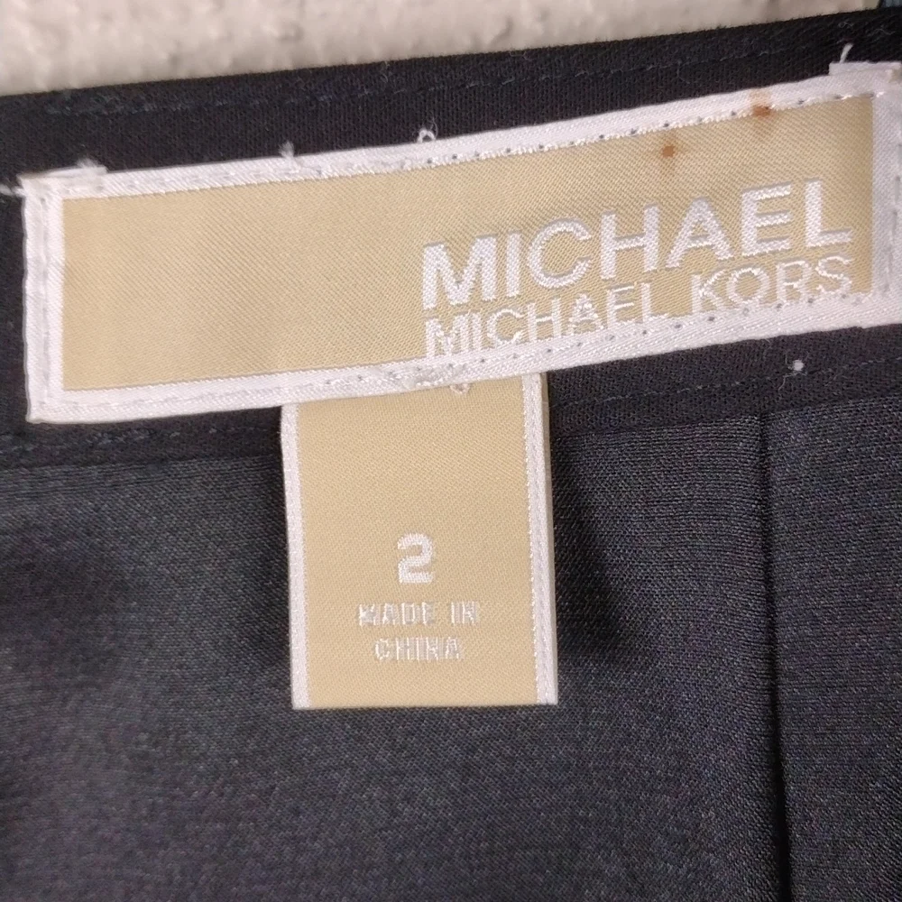 Michael Michael Kors Kiwi Floral Stripe Zipper Back Slip On A-Line Mini Skirt